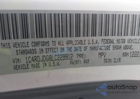 2020 Dodge Durango Gt Plus Awd z USA, uszkodzony, nr VIN 1C4RDJDG8LC229912